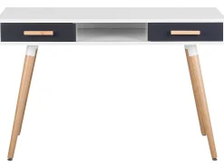 Online Beliani Scrivania FRISCO Grigio 120 cm 45 cm con Cassetti Bianco Grigio Marrone