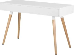 Online Beliani Scrivania FRISCO Grigio 120 cm 45 cm con Cassetti Bianco Grigio Marrone