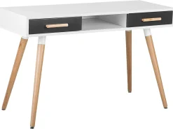 Online Beliani Scrivania FRISCO Grigio 120 cm 45 cm con Cassetti Bianco Grigio Marrone