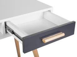 Online Beliani Scrivania FRISCO Grigio 120 cm 45 cm con Cassetti Bianco Grigio Marrone
