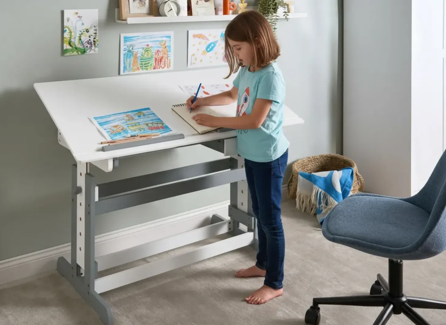 Scrivania manuale regolabile in altezza NANNUP Bianco 110 cm 53 cm