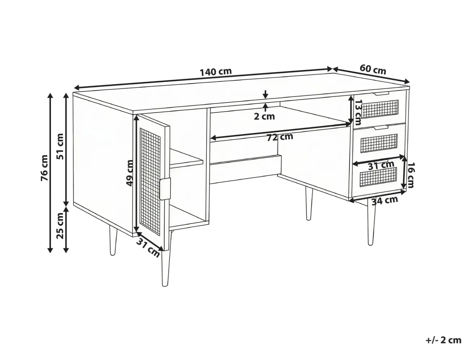 Scrivania RAFFRA Marrone chiaro 140 cm 60 cm