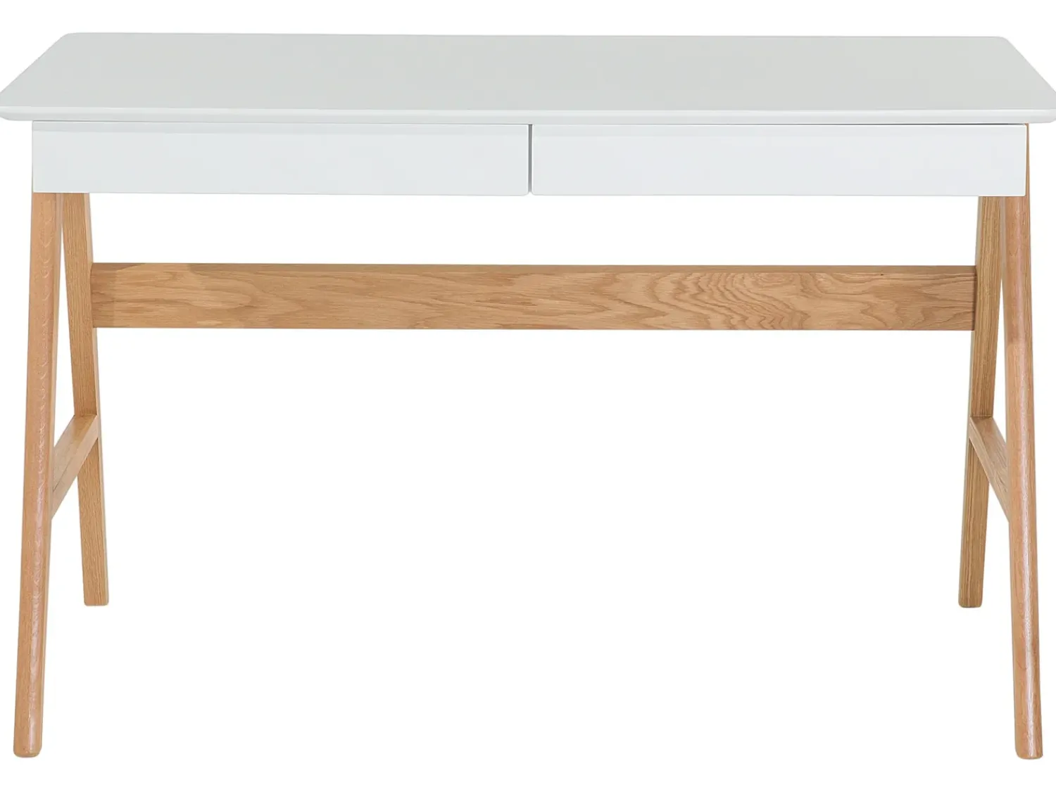 New Beliani Scrivania SHESLAY Bianco 120 cm 70 cm con Cassetti Bianco Marrone