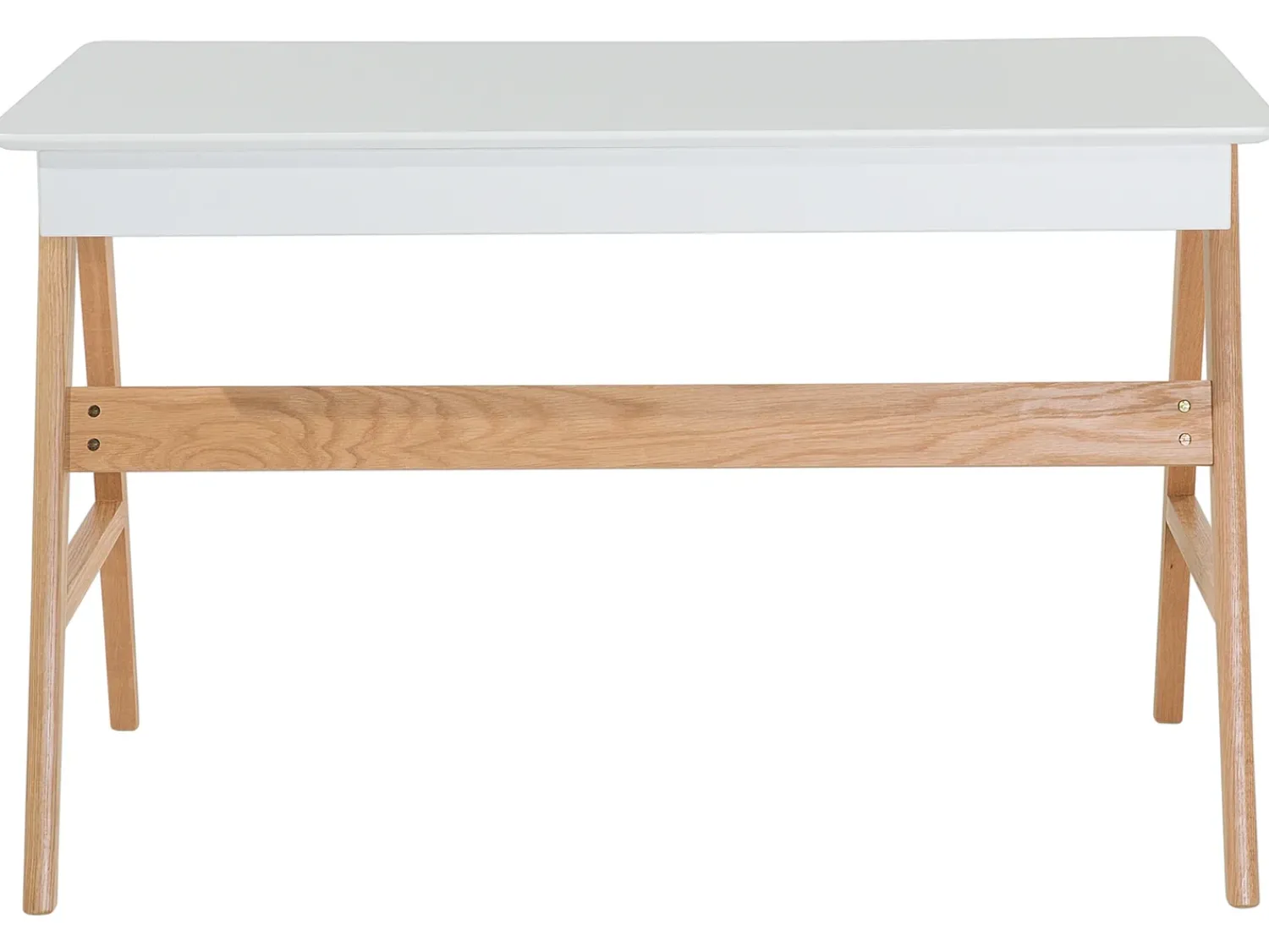 New Beliani Scrivania SHESLAY Bianco 120 cm 70 cm con Cassetti Bianco Marrone