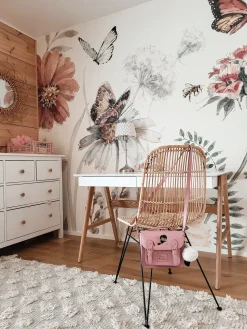 New Beliani Scrivania SHESLAY Bianco 120 cm 70 cm con Cassetti Bianco Marrone