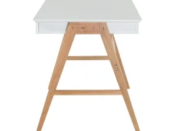 New Beliani Scrivania SHESLAY Bianco 120 cm 70 cm con Cassetti Bianco Marrone
