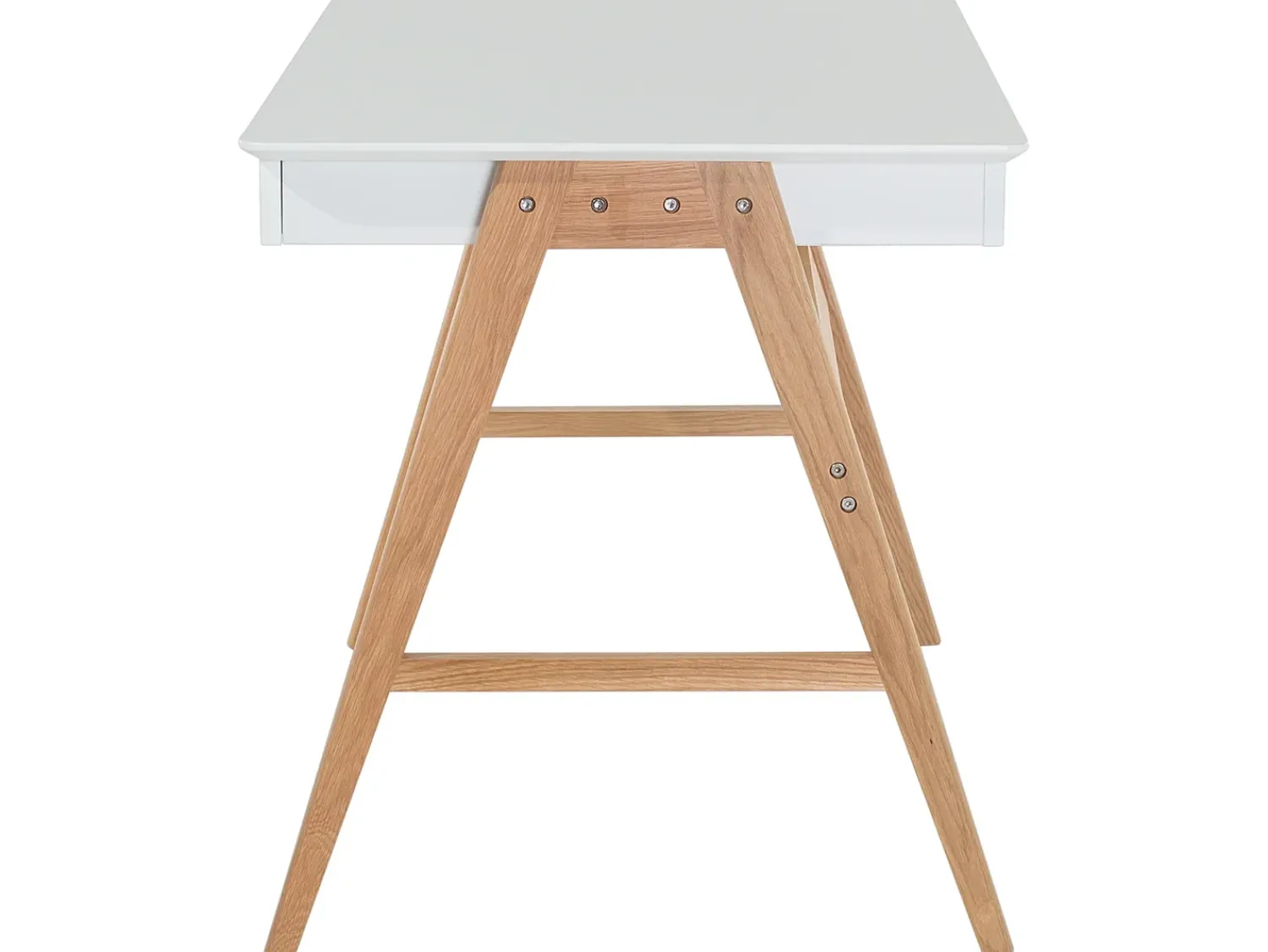 New Beliani Scrivania SHESLAY Bianco 120 cm 70 cm con Cassetti Bianco Marrone