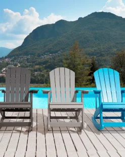 Clearance Beliani Sedia a dondolo da giardino ADIRONDACK chiaro Grigio
