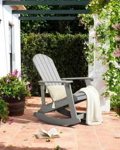 Clearance Beliani Sedia a dondolo da giardino ADIRONDACK chiaro Grigio