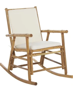 Discount Beliani Sedia a dondolo da giardino FRIGOLE Bambù Marrone Bianco Marrone