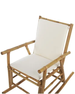Discount Beliani Sedia a dondolo da giardino FRIGOLE Bambù Marrone Bianco Marrone