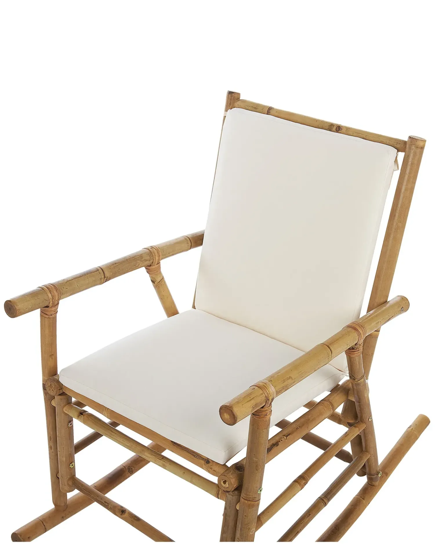 Discount Beliani Sedia a dondolo da giardino FRIGOLE Bambù Marrone Bianco Marrone