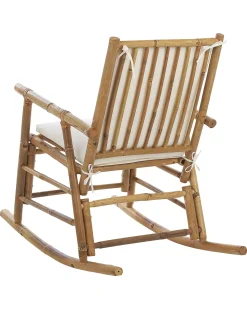 Discount Beliani Sedia a dondolo da giardino FRIGOLE Bambù Marrone Bianco Marrone
