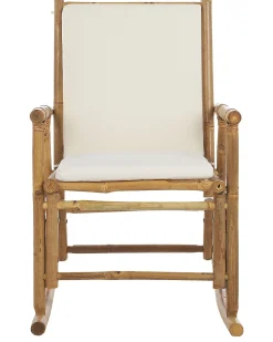 Discount Beliani Sedia a dondolo da giardino FRIGOLE Bambù Marrone Bianco Marrone