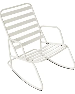 Beliani Sedia a dondolo da giardino TURI Metallo sporco Bianco