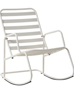 Beliani Sedia a dondolo da giardino TURI Metallo sporco Bianco