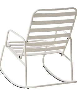 Beliani Sedia a dondolo da giardino TURI Metallo sporco Bianco