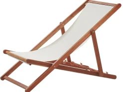 Online Beliani Sedia a sdraio pieghevole ANZIO Legno d'acacia Marrone scuro Beige Marrone