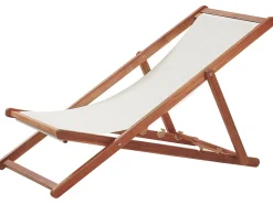 Online Beliani Sedia a sdraio pieghevole ANZIO Legno d'acacia Marrone scuro Beige Marrone