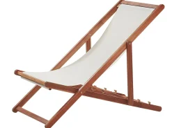 Online Beliani Sedia a sdraio pieghevole ANZIO Legno d'acacia Marrone scuro Beige Marrone