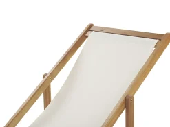Online Beliani Sedia a sdraio pieghevole ANZIO Legno d'acacia Marrone chiaro Bianco Marrone