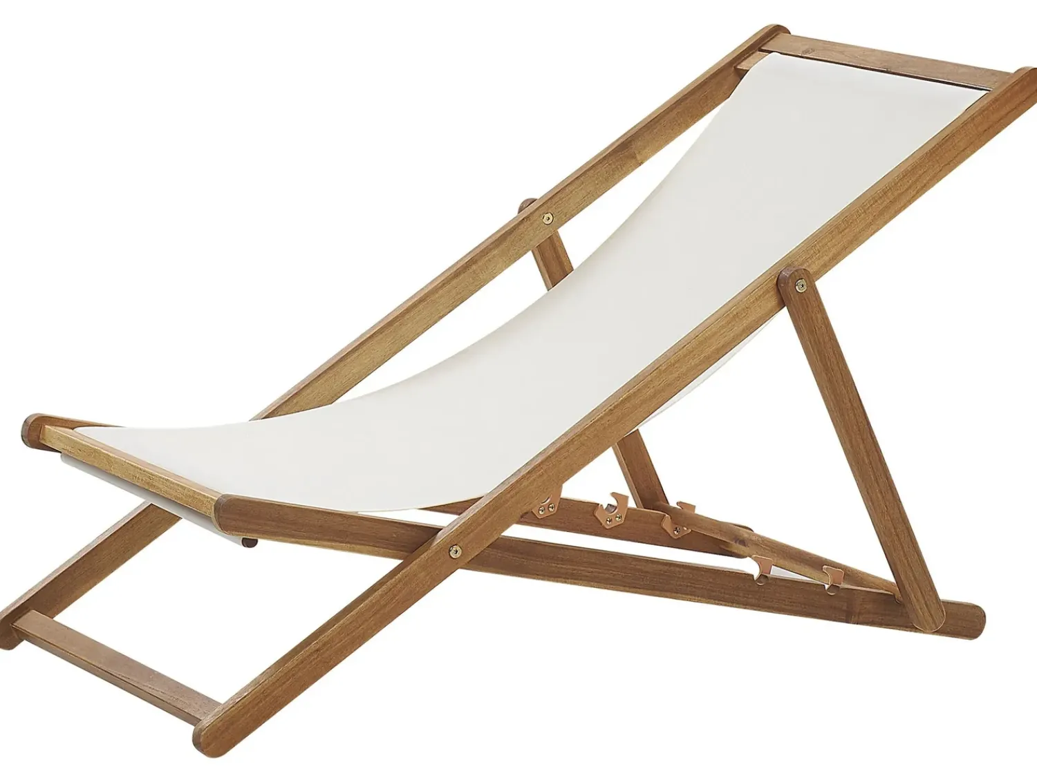 Online Beliani Sedia a sdraio pieghevole ANZIO Legno d'acacia Marrone chiaro Bianco Marrone