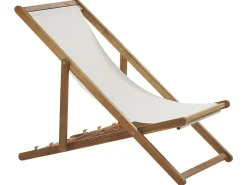 Online Beliani Sedia a sdraio pieghevole ANZIO Legno d'acacia Marrone chiaro Bianco Marrone