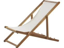 Online Beliani Sedia a sdraio pieghevole ANZIO Legno d'acacia Marrone chiaro Bianco Marrone