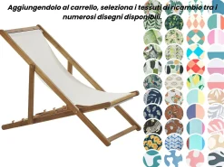 Beliani Sedia a sdraio pieghevole ANZIO con Tessuti di Ricambio Legno d'acacia Marrone chiaro Beige Marrone Multicolore