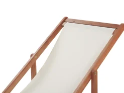 Beliani Sedia a sdraio pieghevole ANZIO con Tessuti di Ricambio Legno d'acacia Marrone scuro Bianco Marrone Multicolore