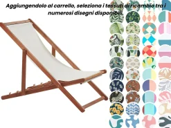 Beliani Sedia a sdraio pieghevole ANZIO con Tessuti di Ricambio Legno d'acacia Marrone scuro Bianco Marrone Multicolore