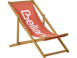 New Beliani Sedia a sdraio pieghevole ANZIO Legno d'acacia Rosso Rosso Marrone