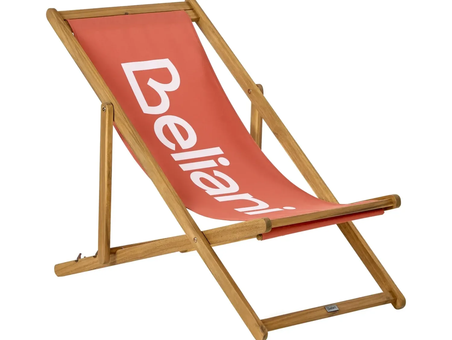 New Beliani Sedia a sdraio pieghevole ANZIO Legno d'acacia Rosso Rosso Marrone