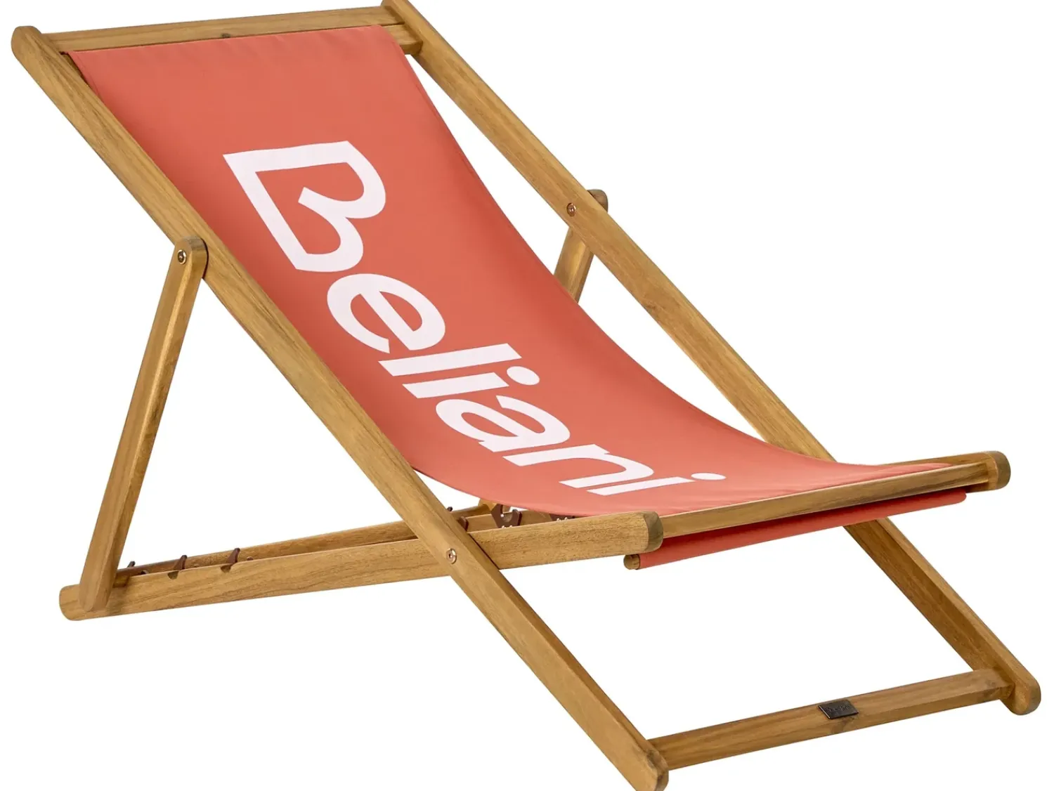 New Beliani Sedia a sdraio pieghevole ANZIO Legno d'acacia Rosso Rosso Marrone