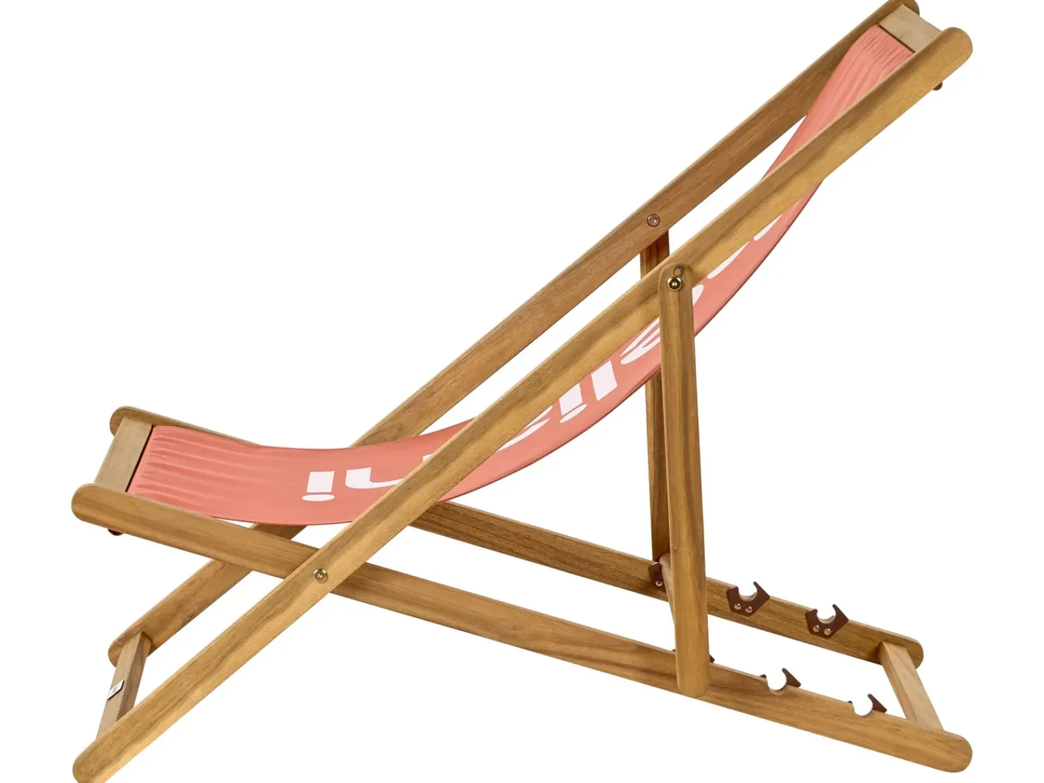 New Beliani Sedia a sdraio pieghevole ANZIO Legno d'acacia Rosso Rosso Marrone
