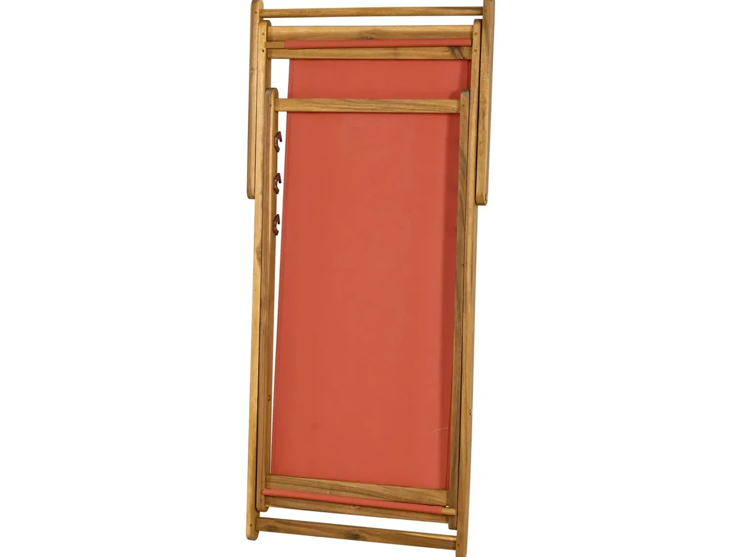 New Beliani Sedia a sdraio pieghevole ANZIO Legno d'acacia Rosso Rosso Marrone