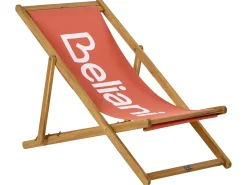 New Beliani Sedia a sdraio pieghevole ANZIO Legno d'acacia Rosso Rosso Marrone