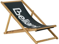 Discount Beliani Sedia a sdraio pieghevole ANZIO Legno d'acacia Nero Marrone Nero