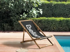 Discount Beliani Sedia a sdraio pieghevole ANZIO Legno d'acacia Nero Marrone Nero