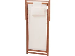 New Beliani Sedia a sdraio pieghevole AVELLINO Legno d'acacia Bianco sporco Bianco Marrone