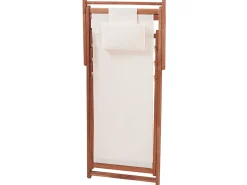 Sale Beliani Sedia a sdraio pieghevole AVELLINO con Tessuti di Ricambio Legno d'acacia Marrone scuro Bianco Marrone Multicolore