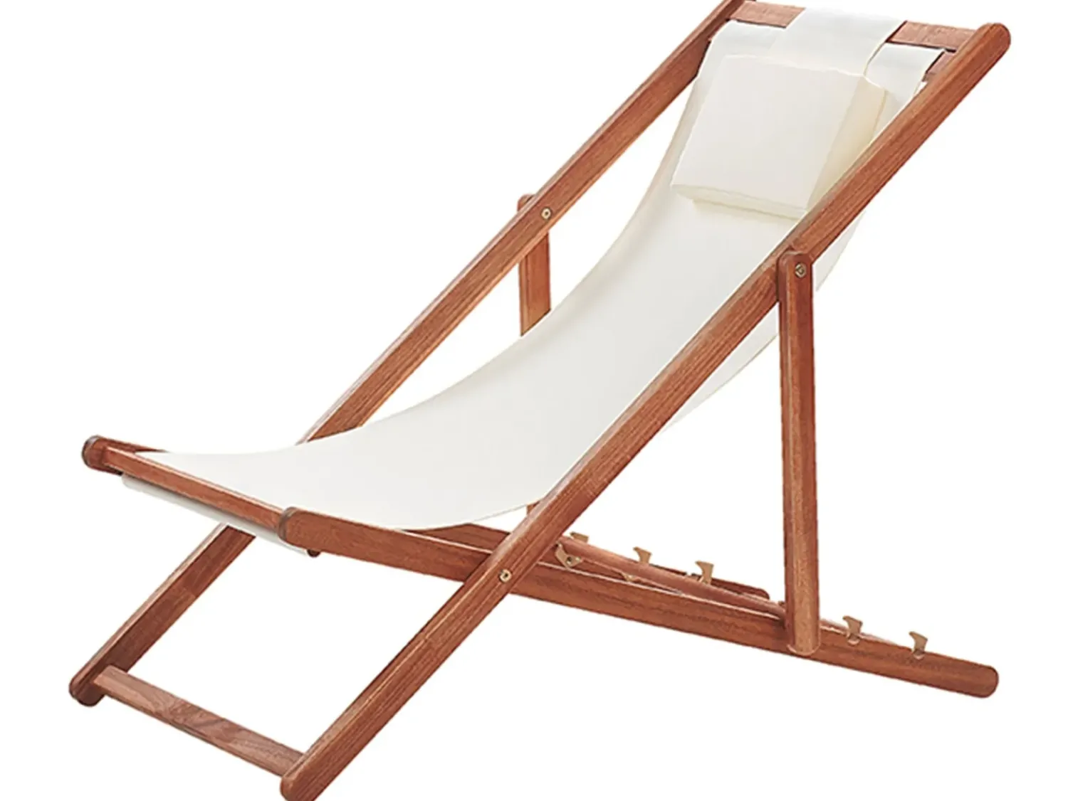 Sale Beliani Sedia a sdraio pieghevole AVELLINO con Tessuti di Ricambio Legno d'acacia Marrone scuro Bianco Marrone Multicolore