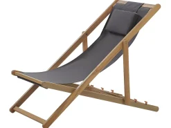 Sale Beliani Sedia a sdraio pieghevole AVELLINO con Tessuti di Ricambio Legno d'acacia Marrone scuro Grigio Marrone Multicolore