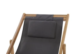 Sale Beliani Sedia a sdraio pieghevole AVELLINO con Tessuti di Ricambio Legno d'acacia Marrone scuro Grigio Marrone Multicolore