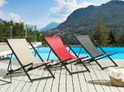 Best Beliani Sedia a sdraio pieghevole LOCRI II Metallo Beige Beige Nero