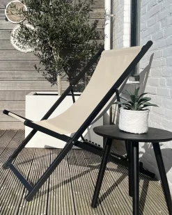 Best Beliani Sedia a sdraio pieghevole LOCRI II Metallo Beige Beige Nero