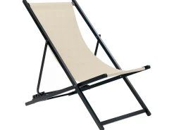 Best Beliani Sedia a sdraio pieghevole LOCRI II Metallo Beige Beige Nero