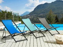 Sale Beliani Sedia a sdraio pieghevole LOCRI II Metallo Blu Blu Nero