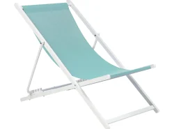 Outlet Beliani Sedia a sdraio pieghevole LOCRI II Metallo Turchese Bianco Blu