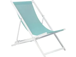 Outlet Beliani Sedia a sdraio pieghevole LOCRI II Metallo Turchese Bianco Blu